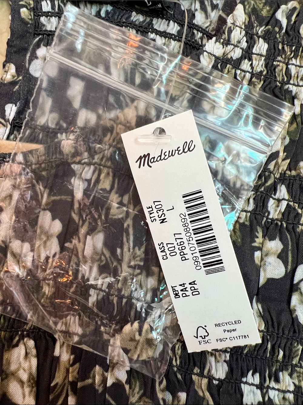 NWT Madewell The Melody Smocked Midi Dress L - Picture 9 of 12